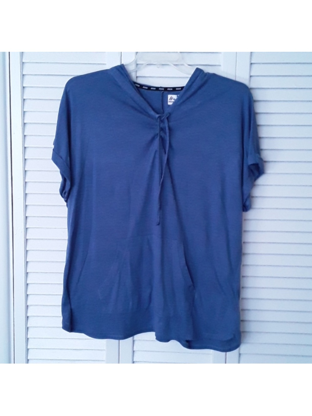 RBX Blue Short Sleeve Tie-Neck Women’s Top